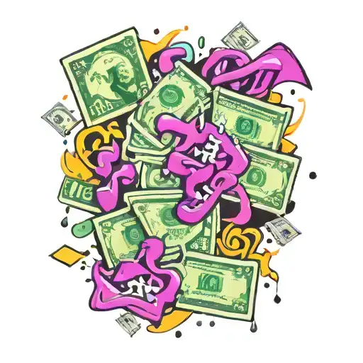 Money raining tattoo design idea