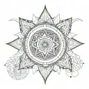 A mandala design incorporating elements of music and meditation, representing inner peace and self-expression tattoo design idea