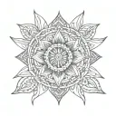A mandala design incorporating elements of music and meditation, representing inner peace and self-expression tattoo design idea