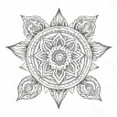 A mandala design incorporating elements of music and meditation, representing inner peace and self-expression tattoo design idea