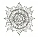 A mandala design incorporating elements of music and meditation, representing inner peace and self-expression tattoo design idea