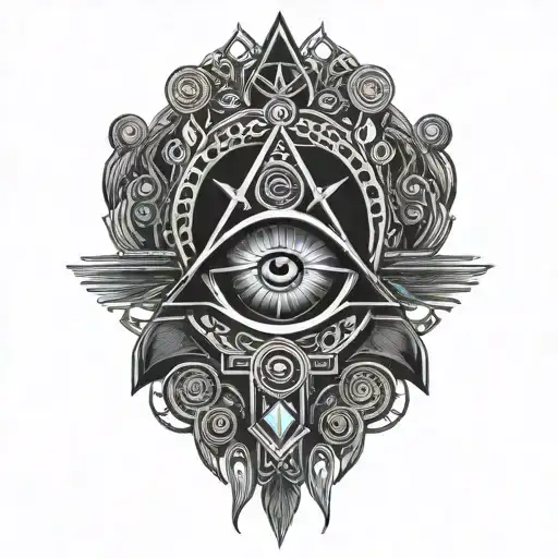  black rose ankh eye feathers  tattoo design idea