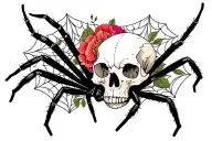 spiders animal skulls and spider webbs floral design tattoo design idea