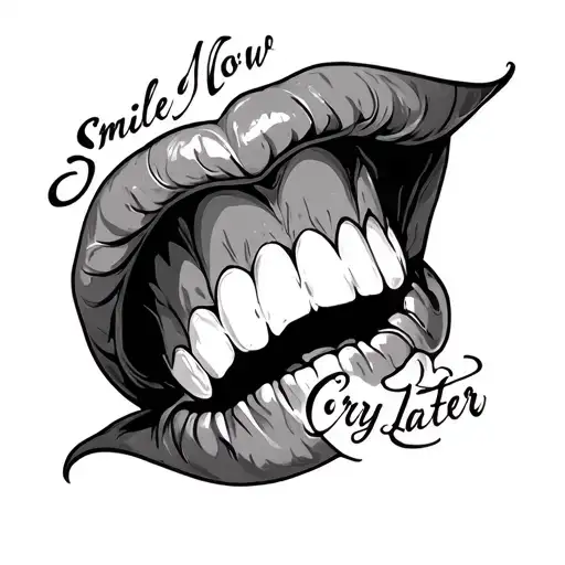 smile now cry later tattoo design idea