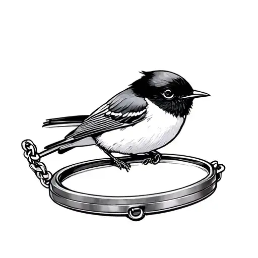 Willy Wagtail in a locket anklet with chain tattoo design idea