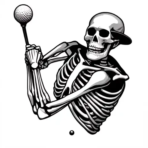 Skeleton Golfing tattoo design idea