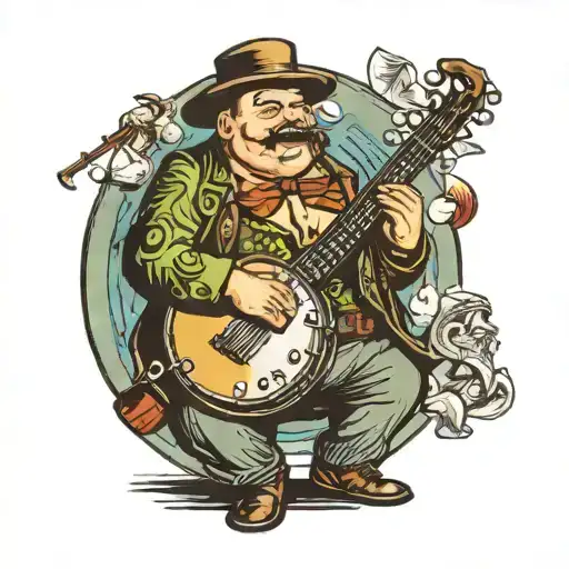 fat banjo players cheat on their wives  tattoo design idea