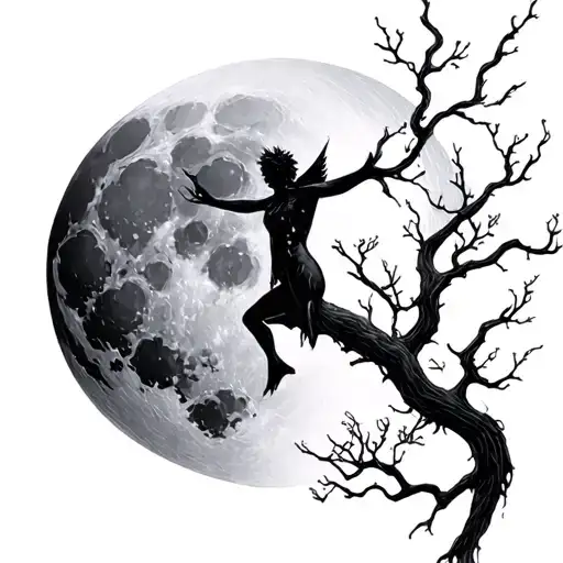 the moon, life in solitude tattoo design idea