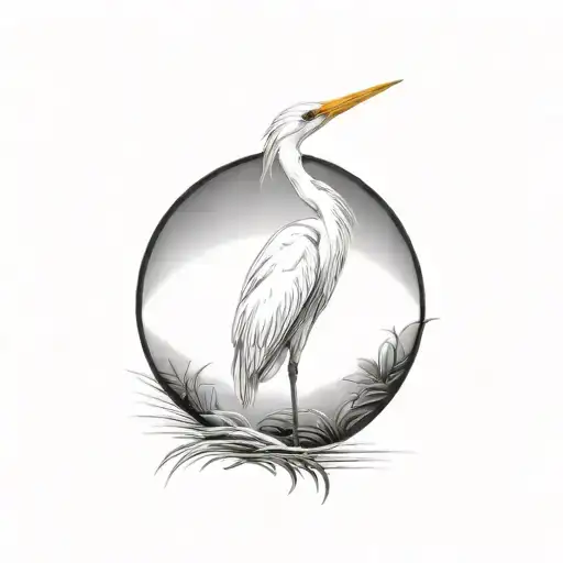 Coverup egret tattoo design idea