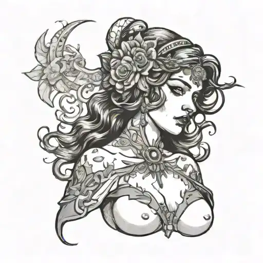 Melina from Elden Ring nude woman tattoo design idea