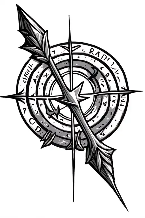 arrow and astrological sign intertwined representing cancer  tattoo design idea