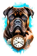 Cane Corso Dog, Scorpio, Couple, Clock, Parents' Hand and Baby tattoo design idea