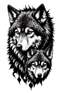 nordic wolf and son tattoo design idea
