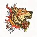 wounded wolf tattoo design idea