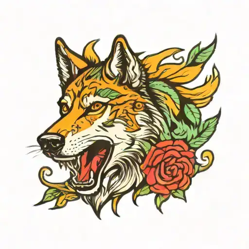 wounded wolf tattoo design idea