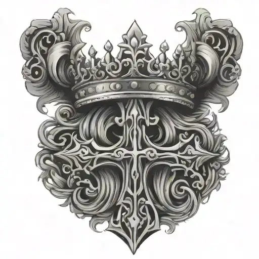 hollow Cross , crown made only at the top of the hollow cross tattoo design idea