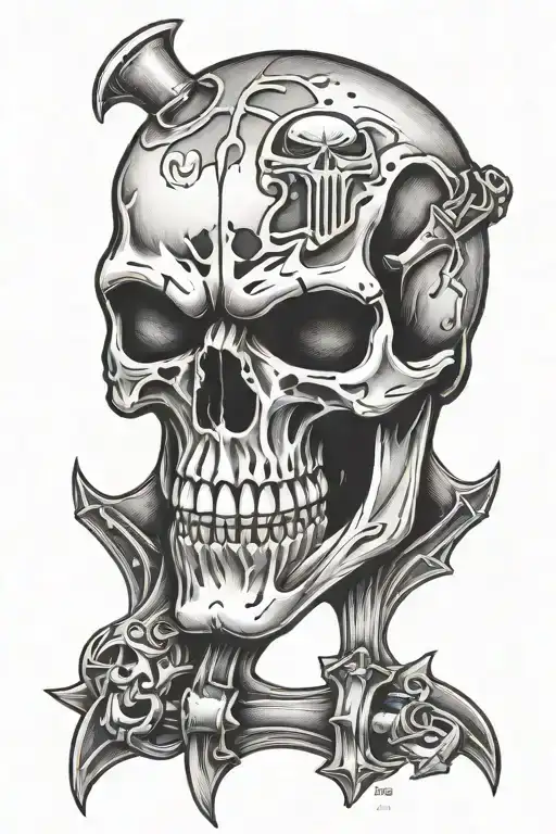 punisher skull with spartan tattoo design idea