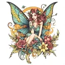 fairy surrounded tattoo design idea