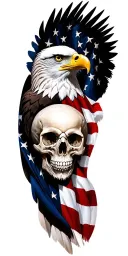 eagle us flag skulls surrounded tattoo design idea