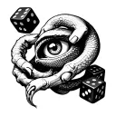 skeleton hand throwing snake eye dice rolling tattoo design idea