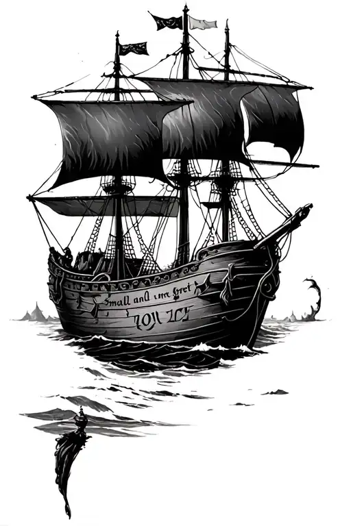 galleon, 'so small and great' scripture 1st Corinthians tattoo design idea