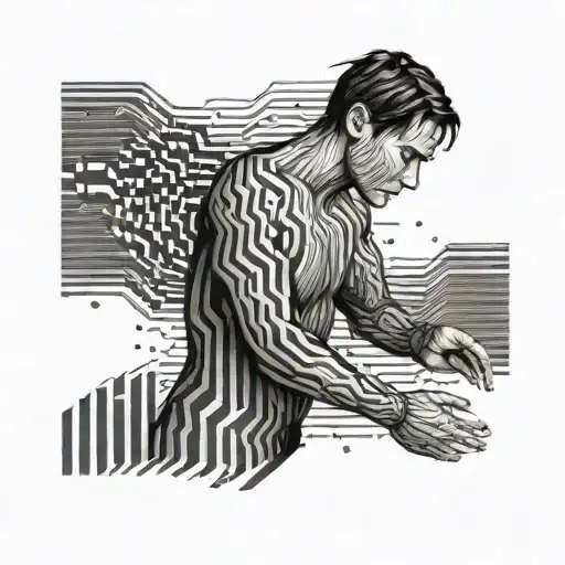 brad in binary code flowing tattoo design idea