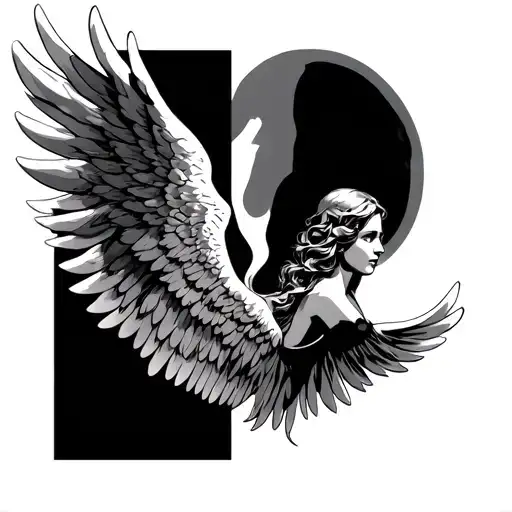 Angel wings spread tattoo design idea