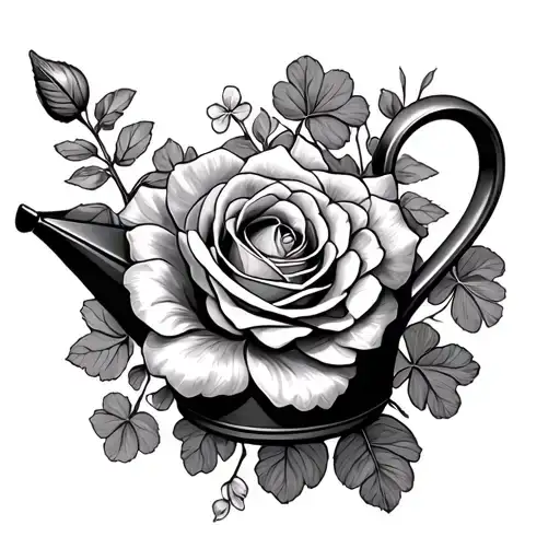 violets, marigold, shamrock, rose, wattle, watering can tattoo design idea