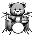 cute bear drummer tattoo design idea