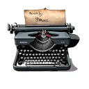 typewriter with paper scroll with "Nonar by BMcG" tattoo design idea