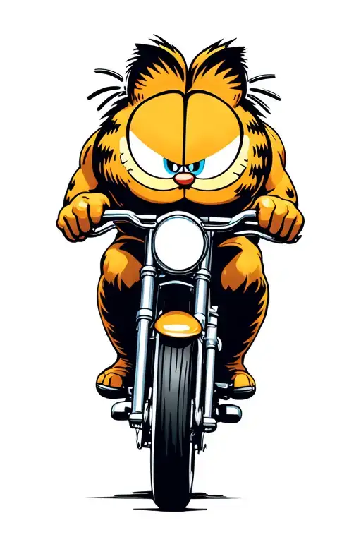 garfield on a bike racing tattoo design idea
