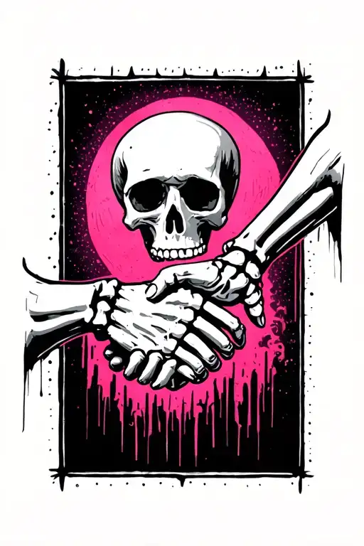 memento mori memento vivere skeleton hand shaking a living human hand Pink Floyd wish you were here tattoo design idea