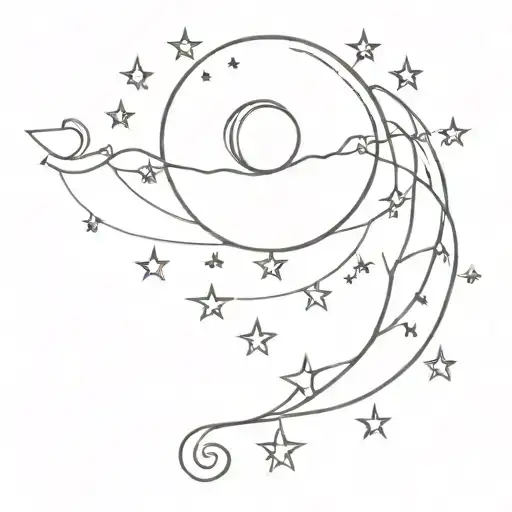 moon, sun, stars, heart tattoo design idea