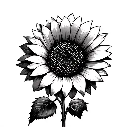 Black and white sunflower tattoo design idea