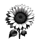 Black and white sunflower tattoo design idea