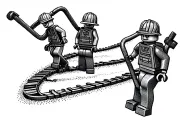 Lego track workers tattoo design idea