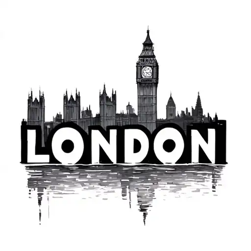the word london with a skyline tattoo design idea