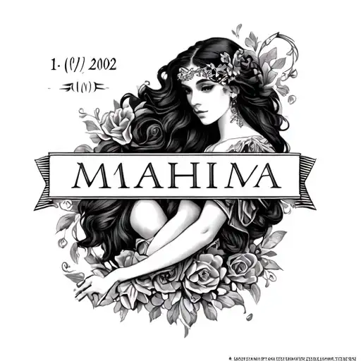 I want to create tatoo On my arm “MAHIMA” and date in roman “11/01/2002” tattoo design idea