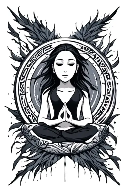 grounded meditation with subtle protection bindrune tattoo design idea
