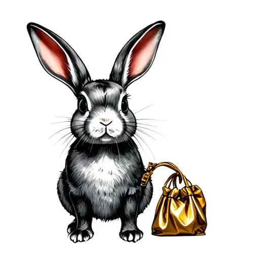 Bad Bunny Rabbit with Gold Bag tattoo design idea