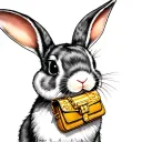 Bad Bunny Rabbit with Gold Bag tattoo design idea