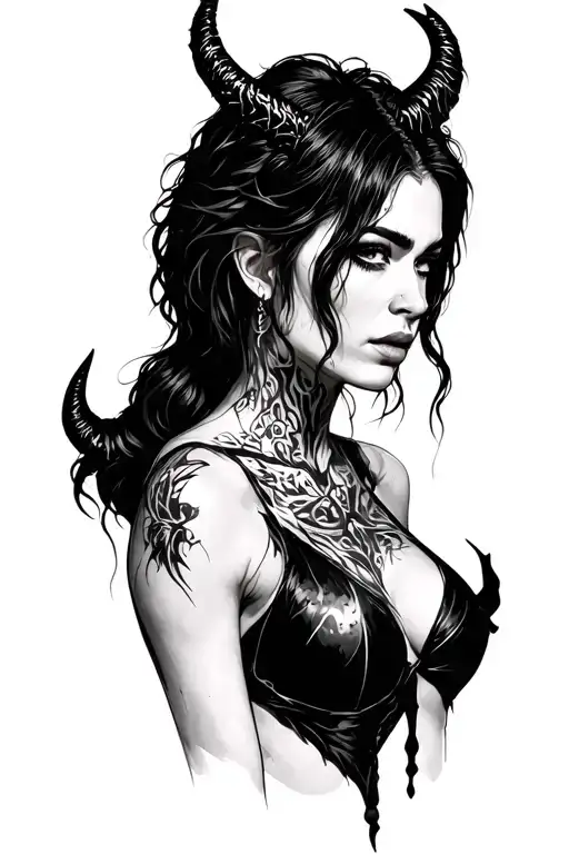 Rhea Ripley as a demon  tattoo design idea