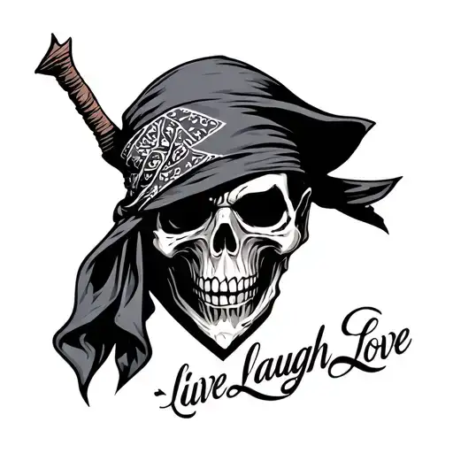 live laugh love grim reaper with a bandana tattoo design idea