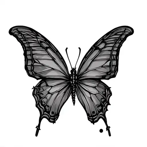 Barbed Wire Butterfly tattoo design idea