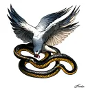 dove with snake wrapped around it tattoo design idea