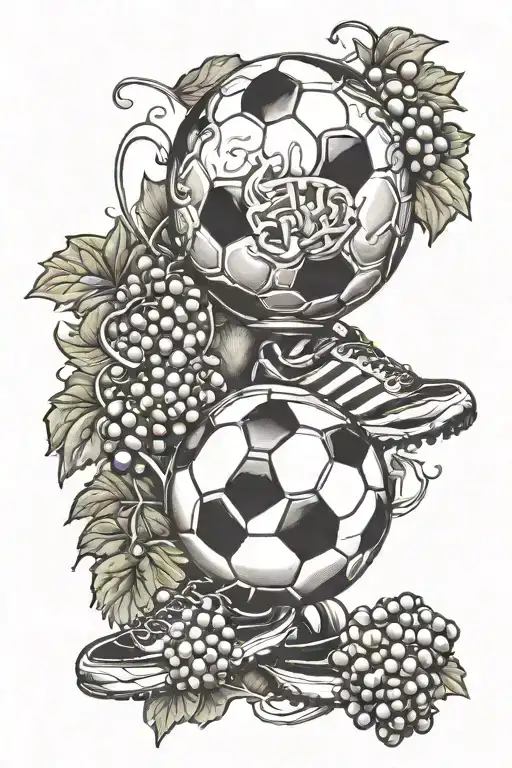 grandfather memorial tattoo featuring soccer and grape tattoo design idea