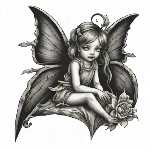 fairy little girl tattoo design idea