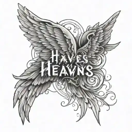 Wings made of veins with the phrase Heavens Blade above tattoo design idea