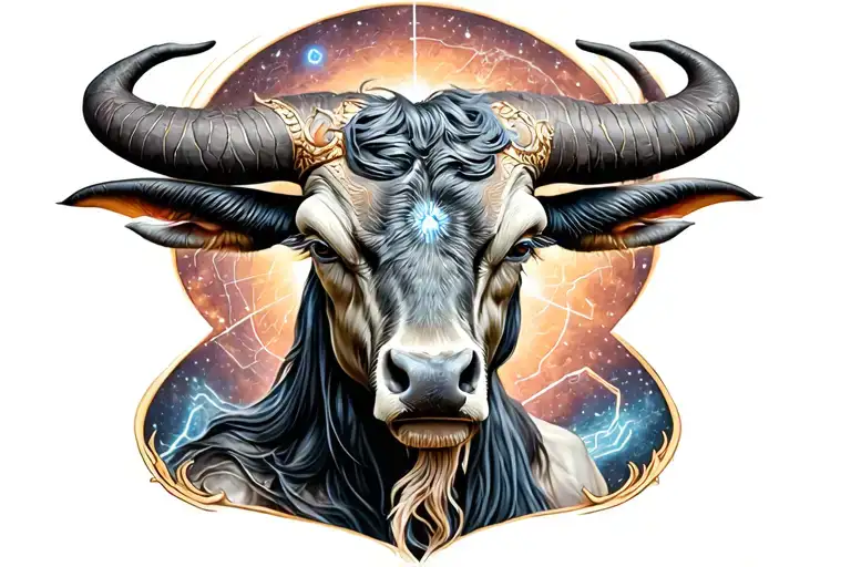 Minotaur around which cancer and Aquarius constellation tattoo design idea