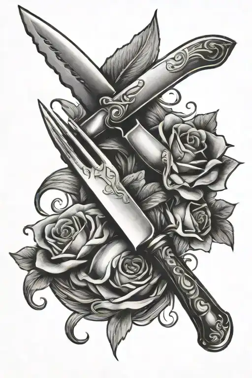 knife and fork crossed tattoo design idea